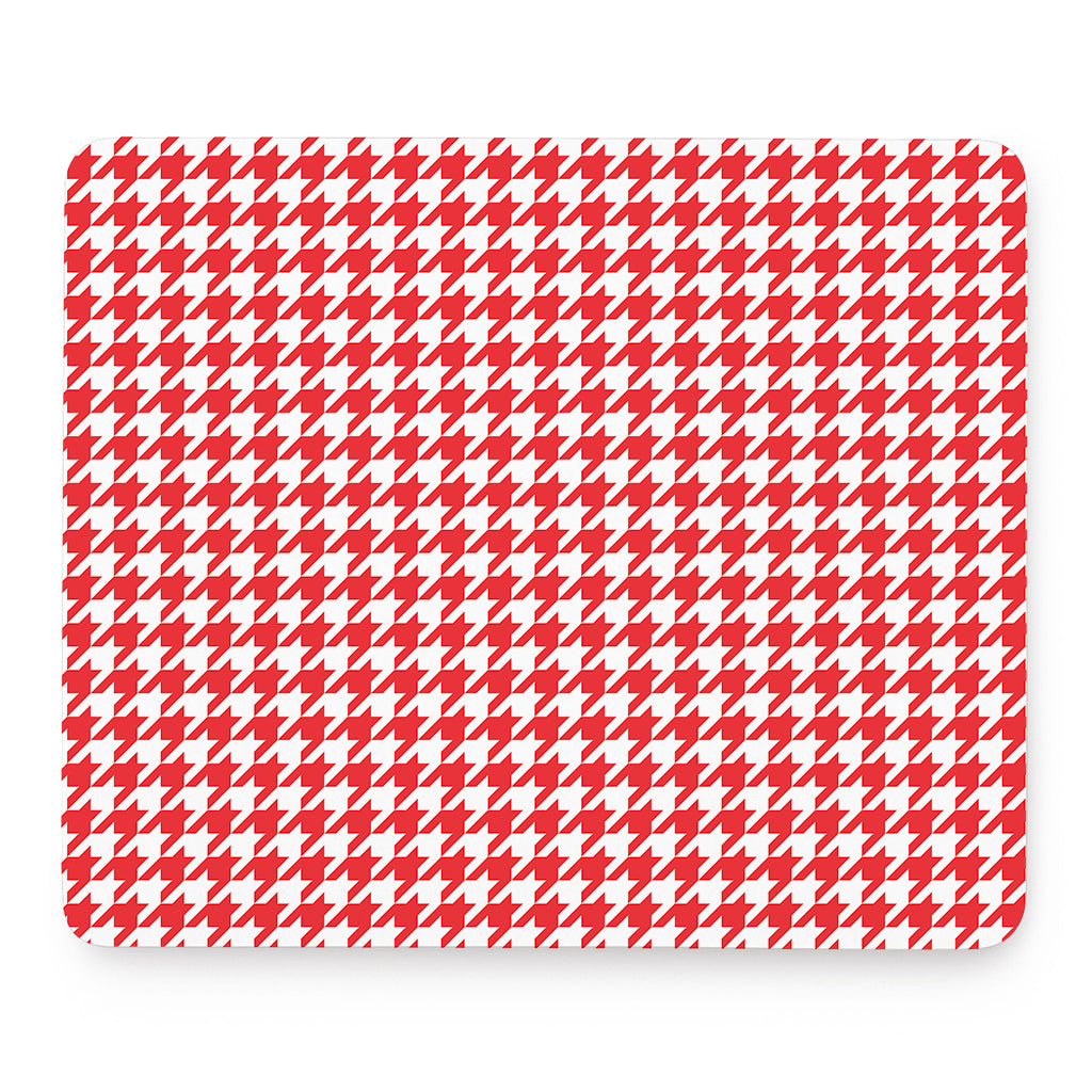 Red And White Houndstooth Pattern Print Mouse Pad