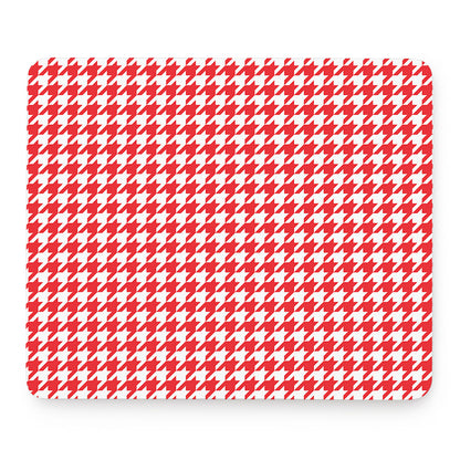 Red And White Houndstooth Pattern Print Mouse Pad