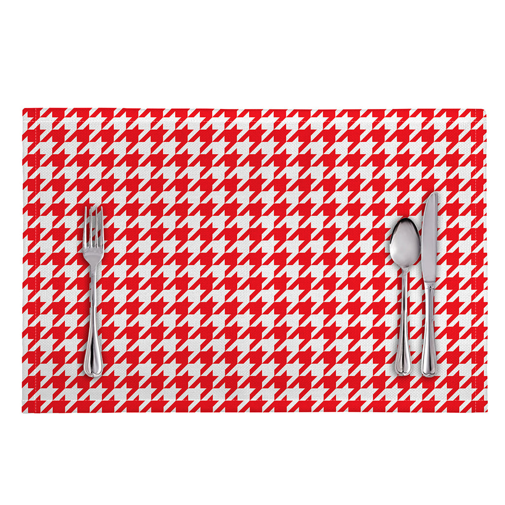 Red And White Houndstooth Pattern Print Placemat