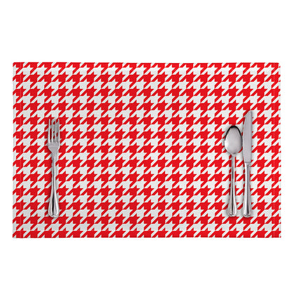 Red And White Houndstooth Pattern Print Placemat