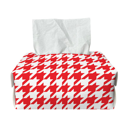 Red And White Houndstooth Pattern Print Rectangle Tissue Box Cover
