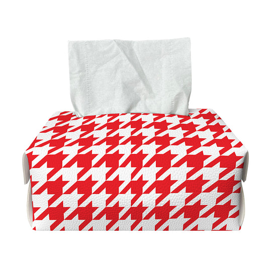 Red And White Houndstooth Pattern Print Rectangle Tissue Box Cover