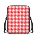 Red And White Houndstooth Pattern Print Rectangular Crossbody Bag