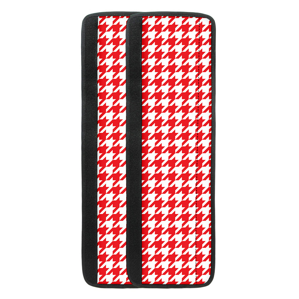 Red And White Houndstooth Pattern Print Refrigerator Handle Covers