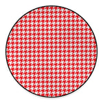 Red And White Houndstooth Pattern Print Round Floor Mat