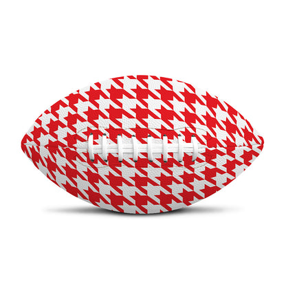 Red And White Houndstooth Pattern Print Rugby Ball