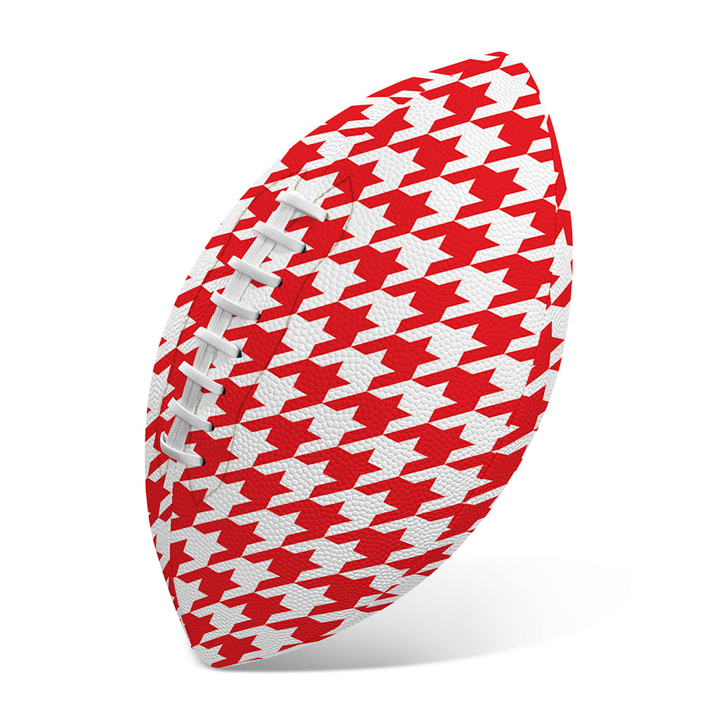 Red And White Houndstooth Pattern Print Rugby Ball