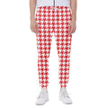 Red And White Houndstooth Pattern Print Joggers