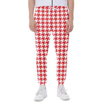 Red And White Houndstooth Pattern Print Scuba Joggers