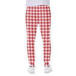Red And White Houndstooth Pattern Print Scuba Joggers