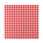 Red And White Houndstooth Pattern Print Silk Bandana