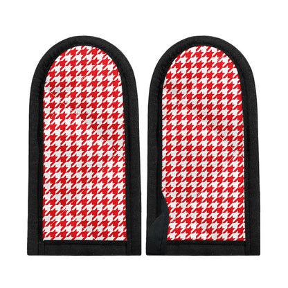 Red And White Houndstooth Pattern Print Skillet Handle Cover