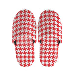 Red And White Houndstooth Pattern Print Slippers