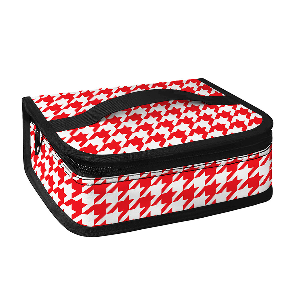 Red And White Houndstooth Pattern Print Small Lunch Bag