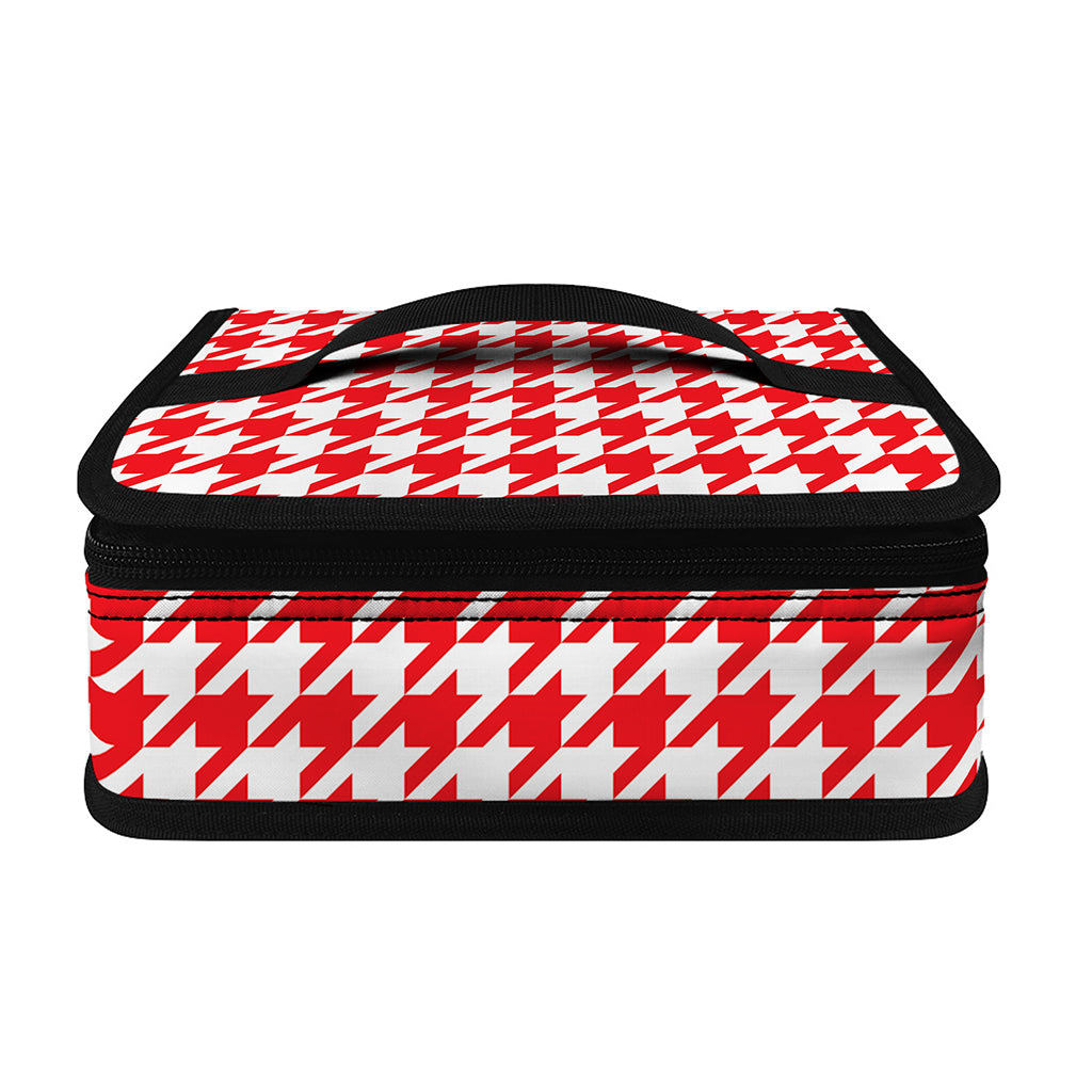 Red And White Houndstooth Pattern Print Small Lunch Bag