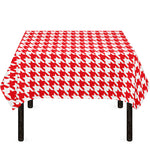 Red And White Houndstooth Pattern Print Tablecloth