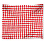 Red And White Houndstooth Pattern Print Tapestry