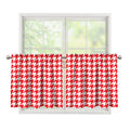 Red And White Houndstooth Pattern Print Tier Curtains