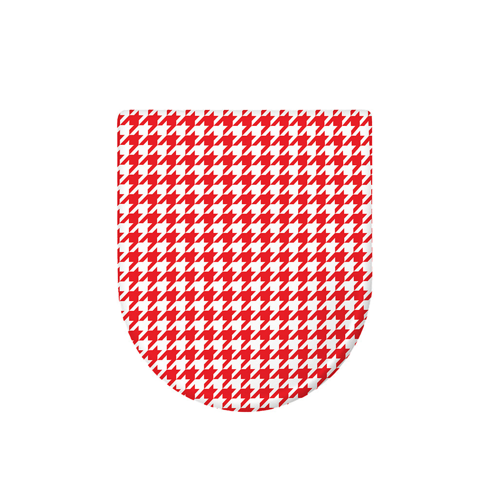 Red And White Houndstooth Pattern Print Toilet Lid Cover