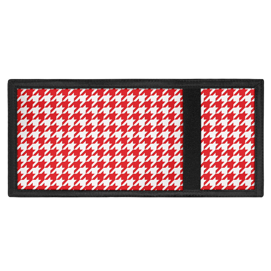 Red And White Houndstooth Pattern Print Trifold Wallet