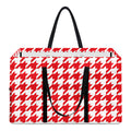 Red And White Houndstooth Pattern Print Utility Tote Bag