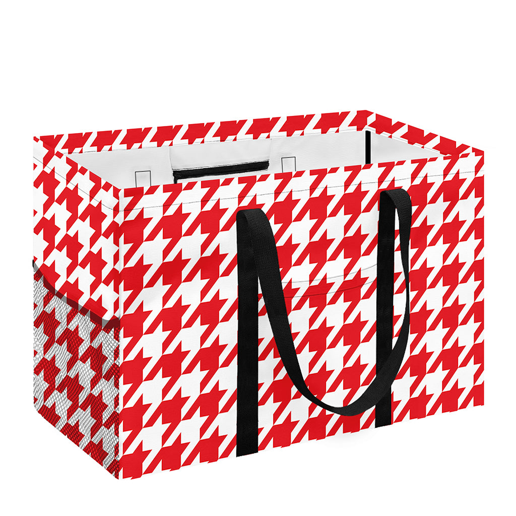 Red And White Houndstooth Pattern Print Utility Tote Bag