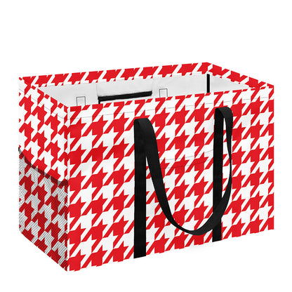 Red And White Houndstooth Pattern Print Utility Tote Bag
