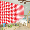 Red And White Houndstooth Pattern Print Wall Sticker