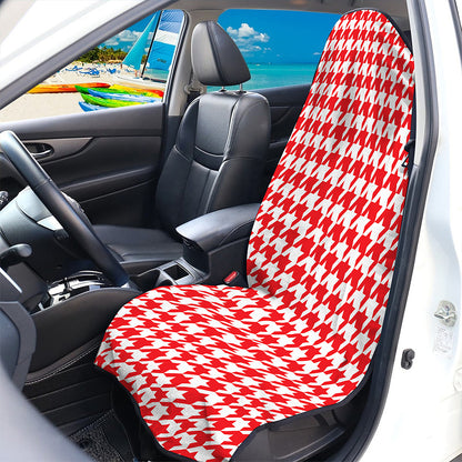 Red And White Houndstooth Pattern Print Waterproof Car Seat Cover