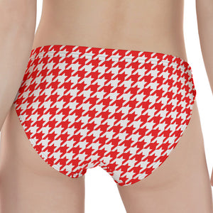 Red And White Houndstooth Pattern Print Women's Panties