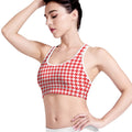 Red And White Houndstooth Pattern Print Women's Sports Bra