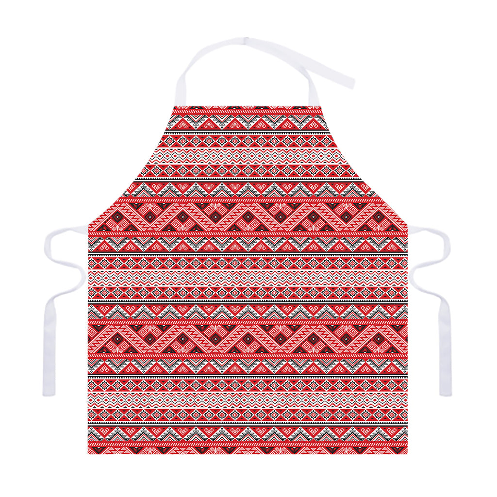 Red And White Native Tribal Print Adjustable Apron