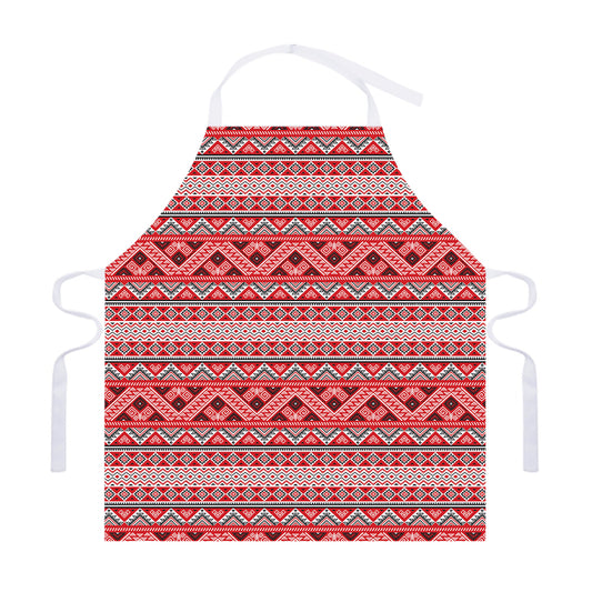 Red And White Native Tribal Print Adjustable Apron
