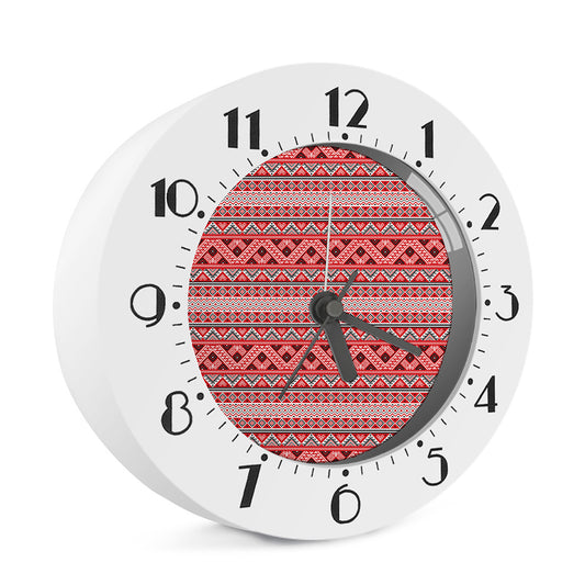 Red And White Native Tribal Print Alarm Clock