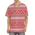 Red And White Native Tribal Print Aloha Shirt