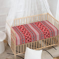 Red And White Native Tribal Print Baby Crib Sheet