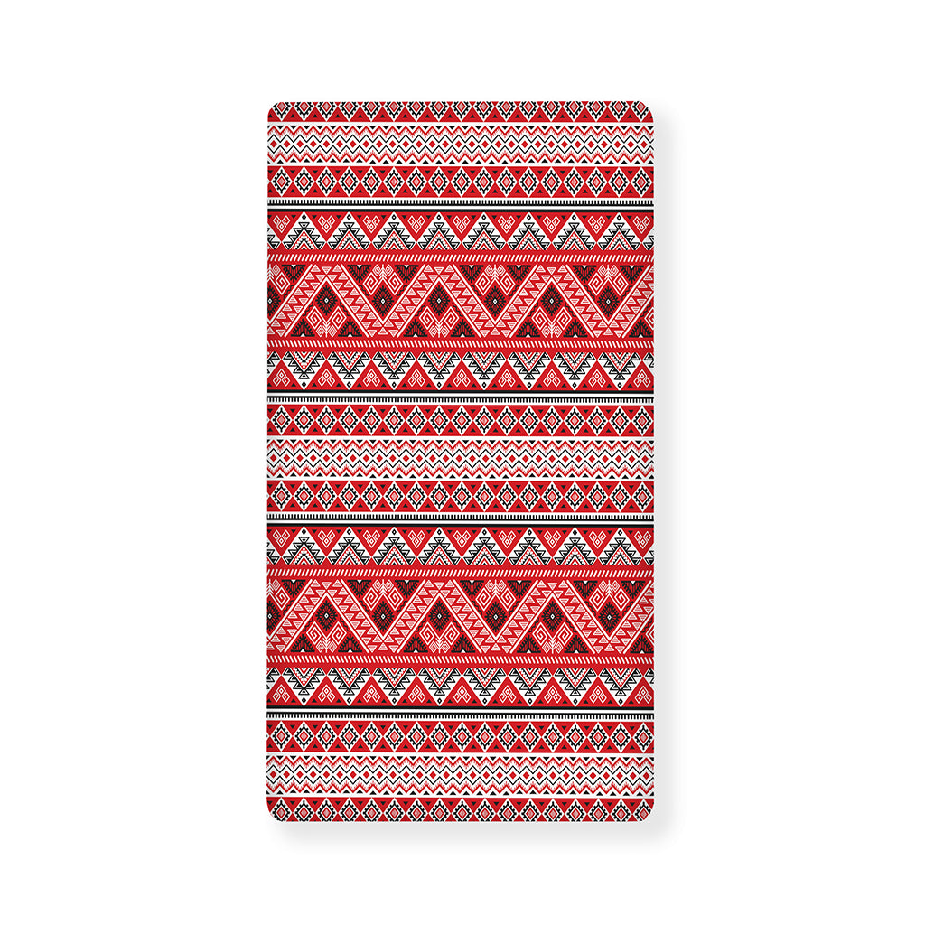 Red And White Native Tribal Print Baby Crib Sheet