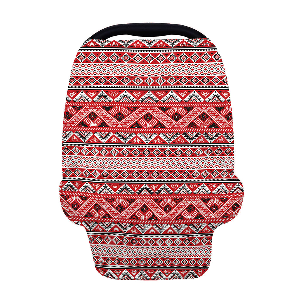 Red And White Native Tribal Print Baby Seat Cover