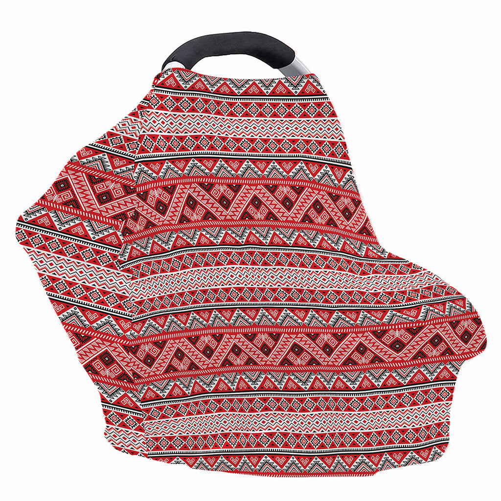 Red And White Native Tribal Print Baby Seat Cover