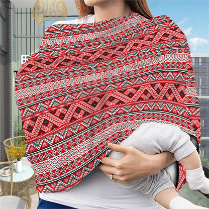 Red And White Native Tribal Print Baby Seat Cover
