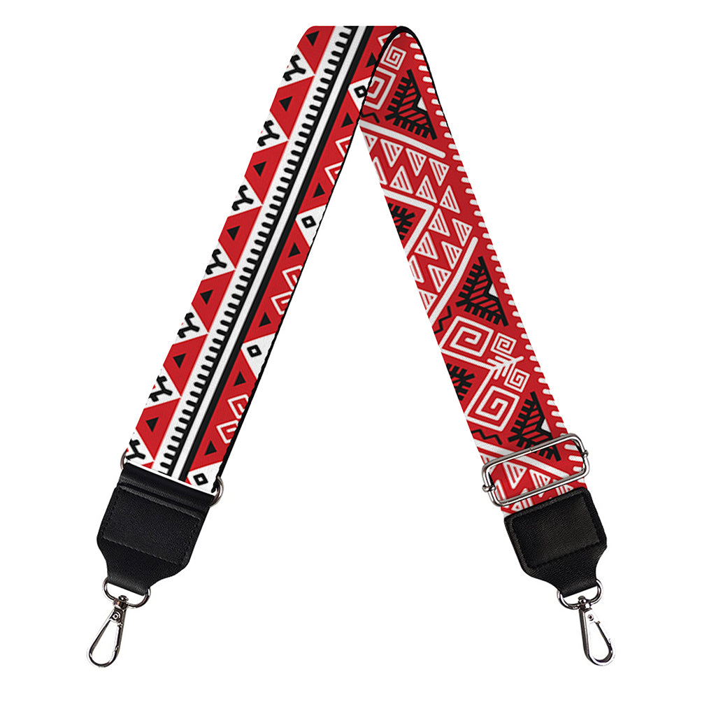 Red And White Native Tribal Print Bag Strap