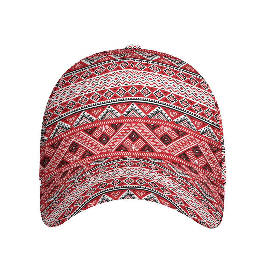 Red And White Native Tribal Print Baseball Cap