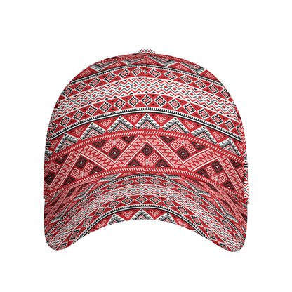 Red And White Native Tribal Print Baseball Cap