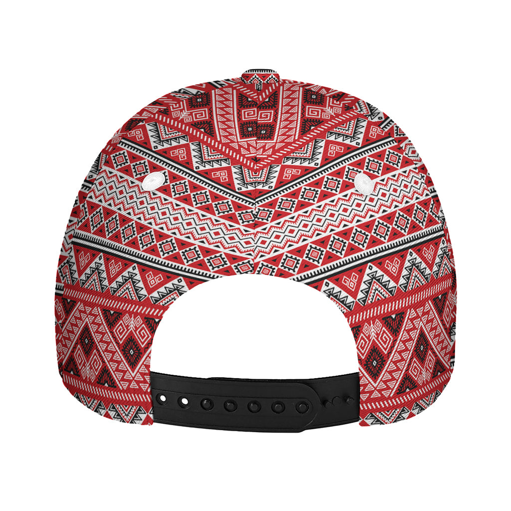 Red And White Native Tribal Print Baseball Cap