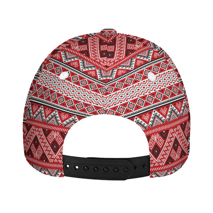 Red And White Native Tribal Print Baseball Cap
