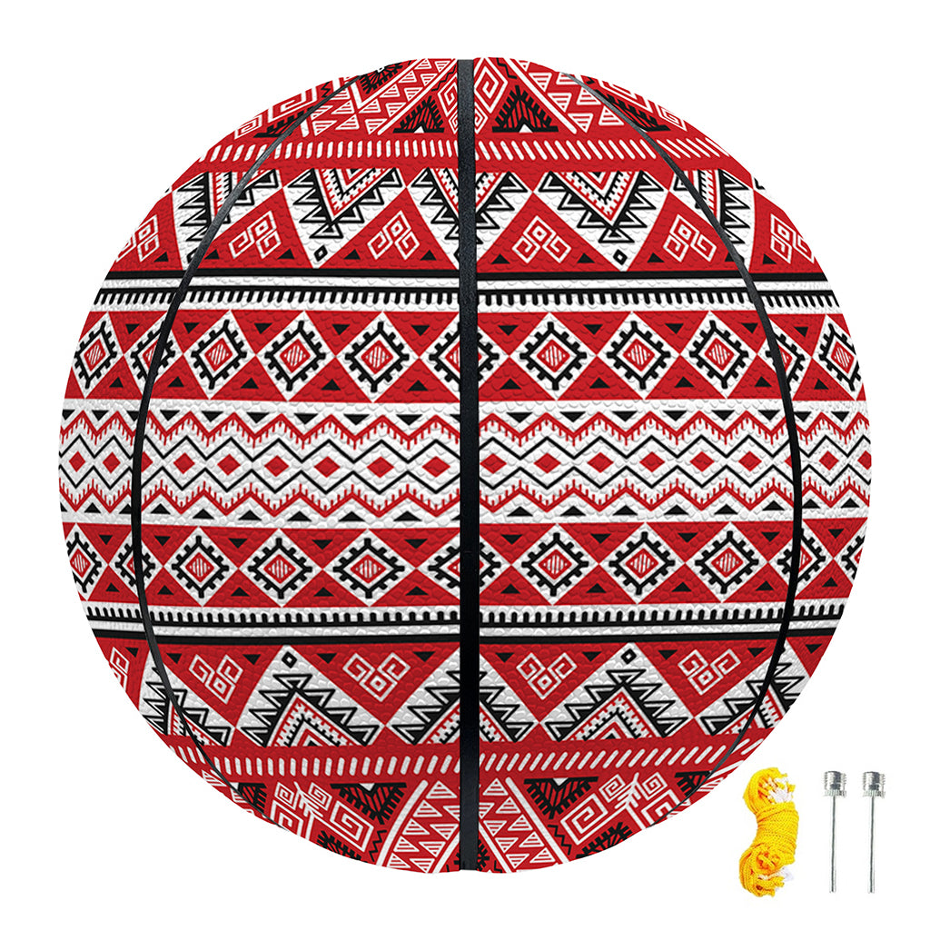 Red And White Native Tribal Print Basketball
