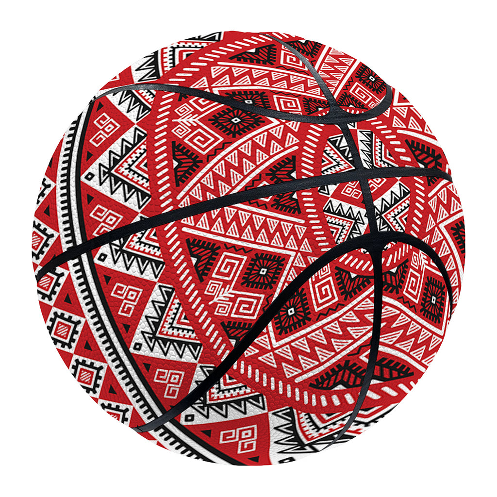 Red And White Native Tribal Print Basketball