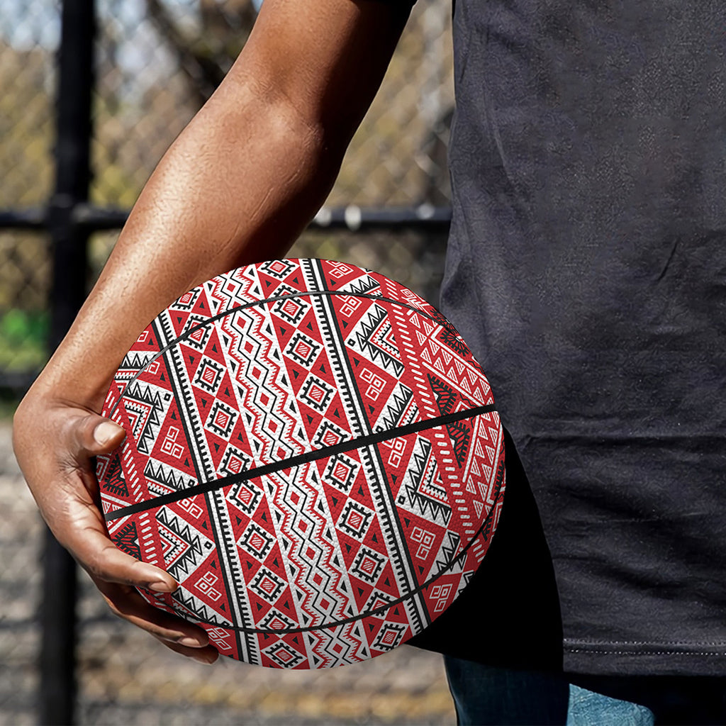 Red And White Native Tribal Print Basketball