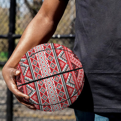 Red And White Native Tribal Print Basketball