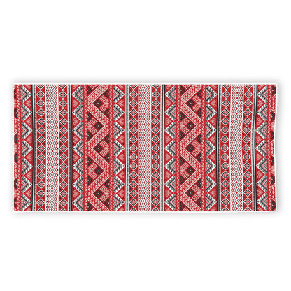 Red And White Native Tribal Print Beach Towel